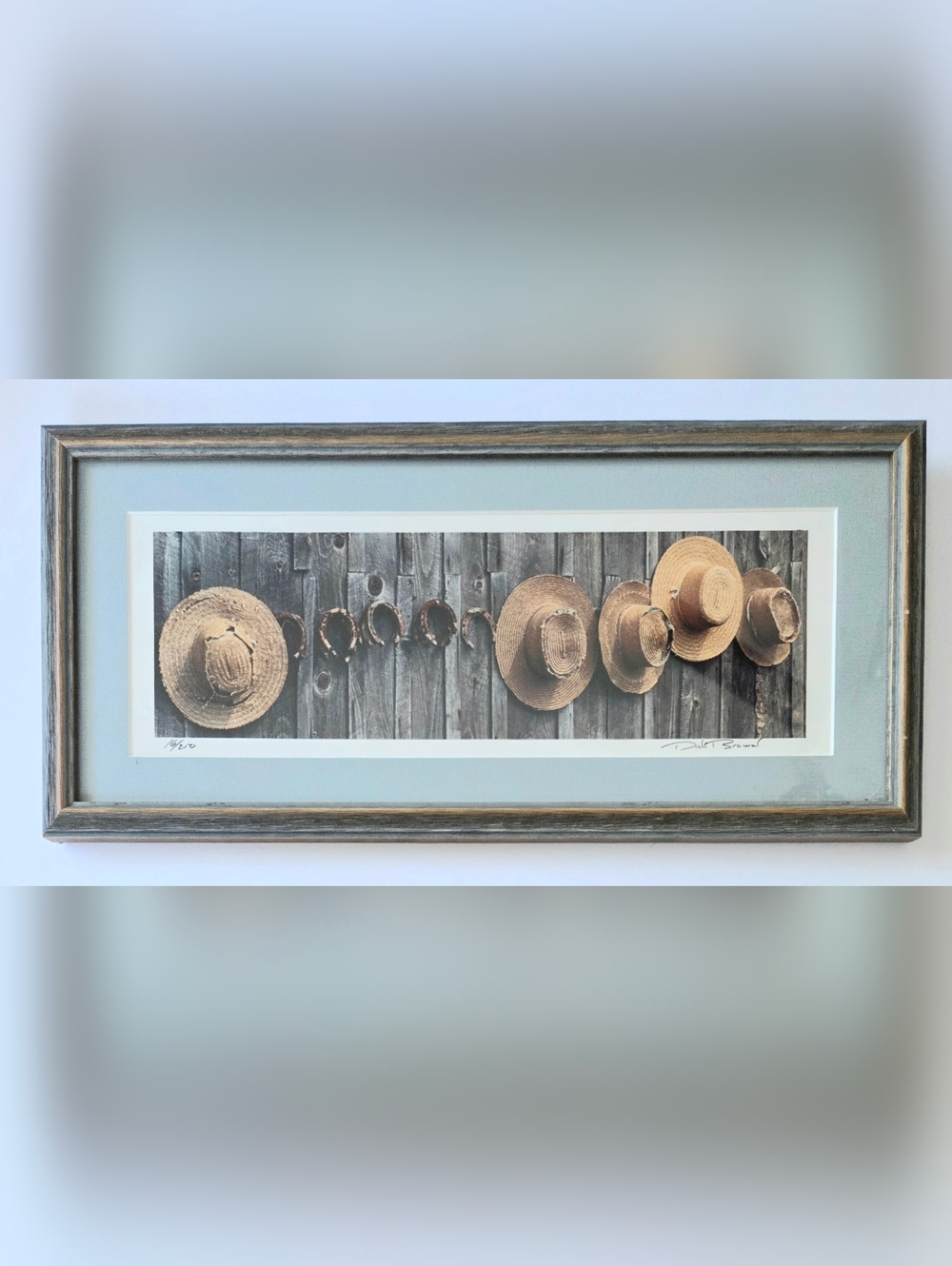 DICK BROWN FRAMED PHOTOGRAPH AMISH HATS AND HORSE SHOES SIGNED, NUMBERED L.E.